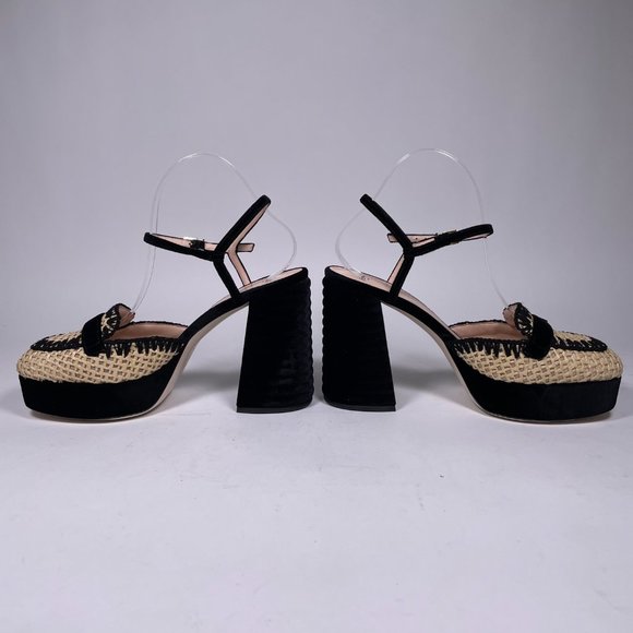 FENDI Ivory Raffia Black Velvet 'Promenades' - Picture 5 of 11